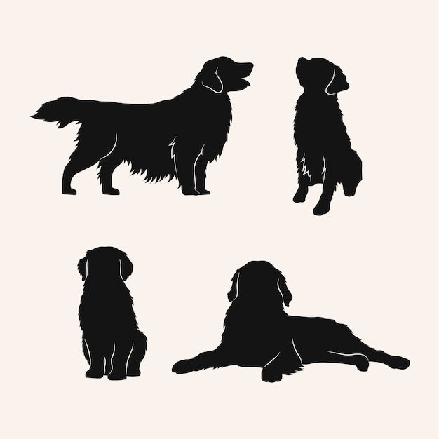 Free Vector hand drawn golden retriever silhouette