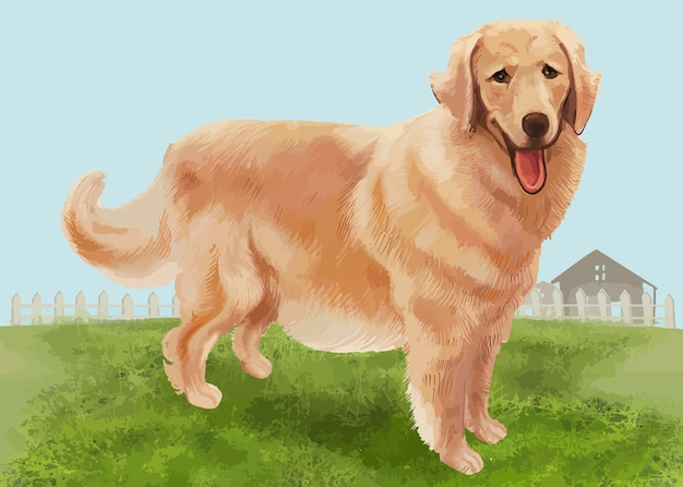 Free vector hand drawn golden retriever