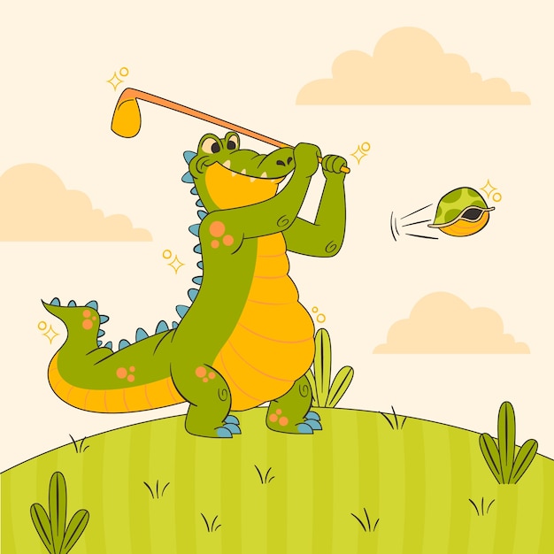 Hand drawn  golf cartoon illustration