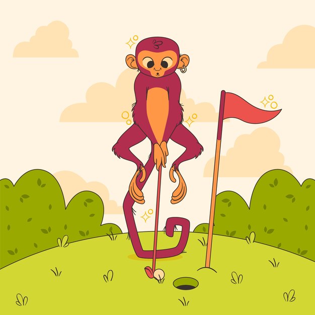 Hand drawn  golf cartoon illustration