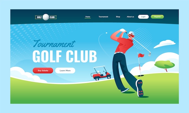 Free Vector hand drawn golf club landing page template