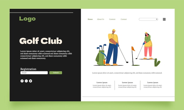 Free Vector hand drawn golf club landing page template