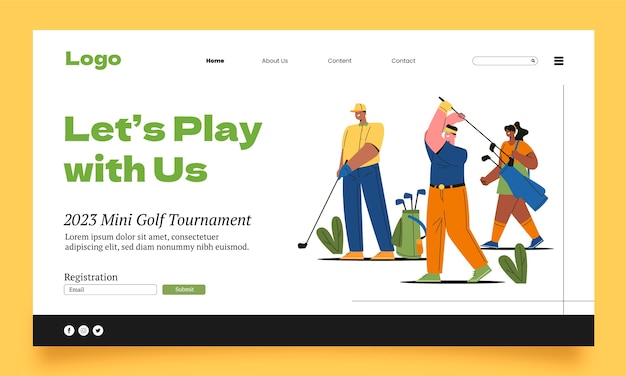 Hand drawn golf club landing page