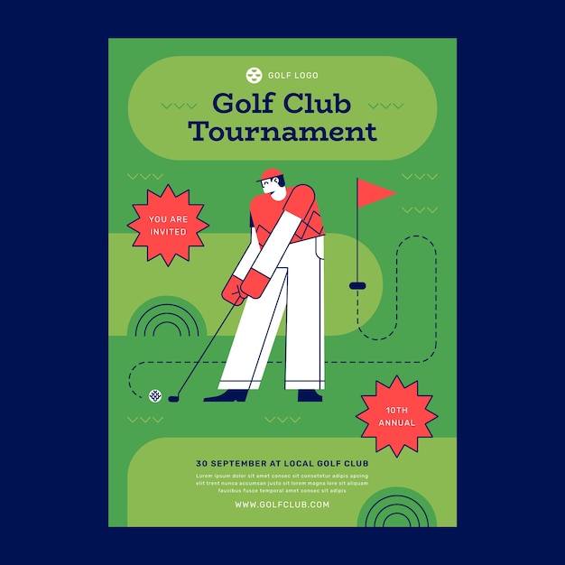 Hand drawn golf club poster template