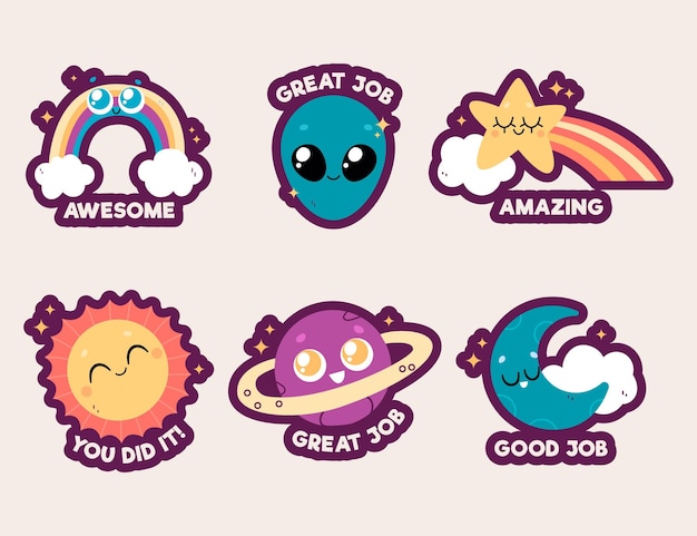 Free Vector hand drawn good job stickers pack