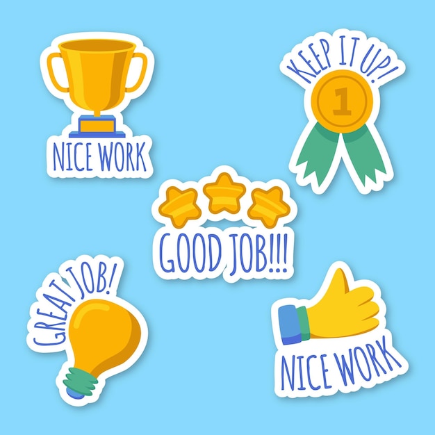 Hand drawn good job stickers pack