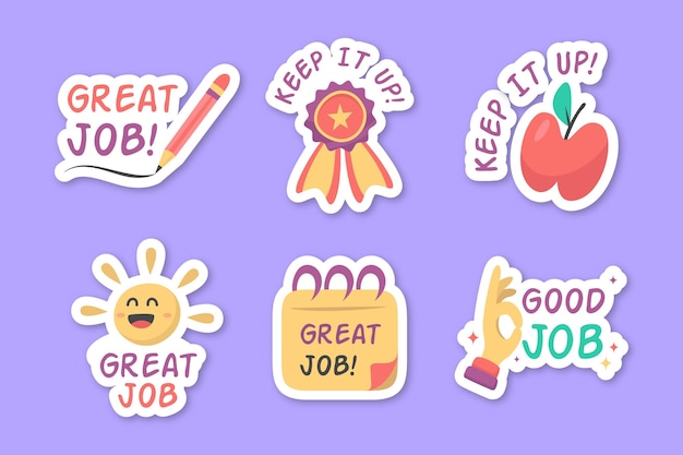 Hand drawn good job stickers pack