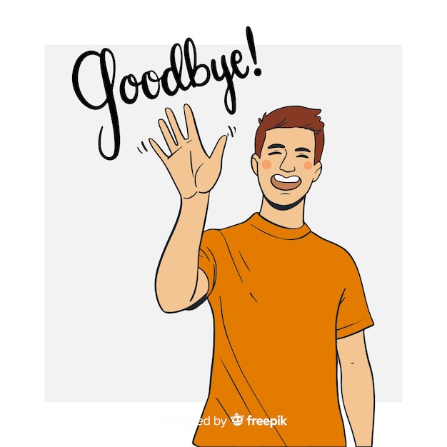 Hand drawn goodbye waving background