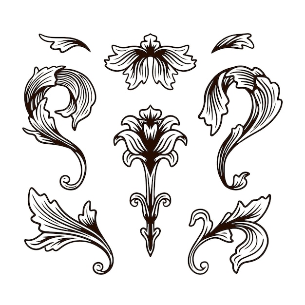 Free Vector hand drawn gothic frame and borders ornament collection