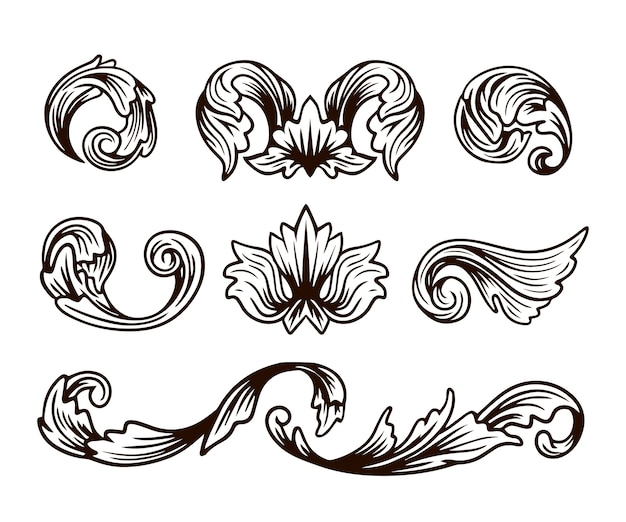 Free Vector hand drawn gothic frame and borders ornament collection