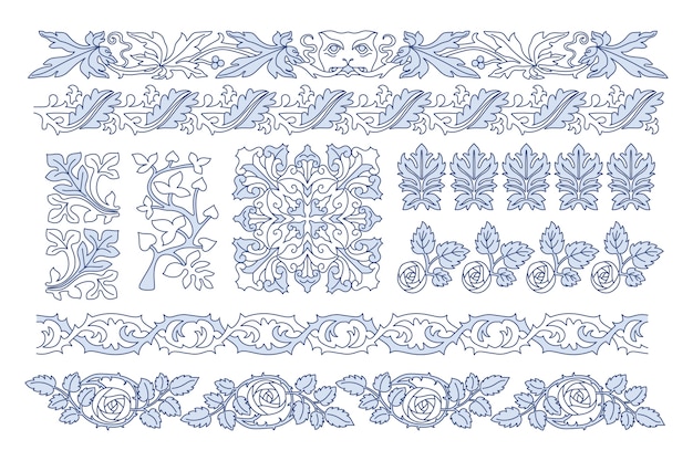 Free Vector hand drawn  gothic ornament set