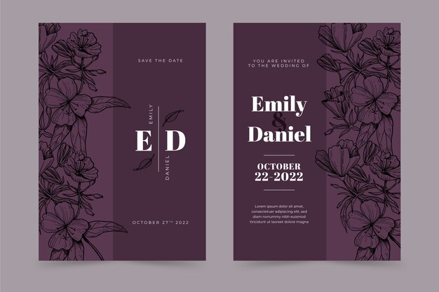 Hand drawn gothic wedding invitations