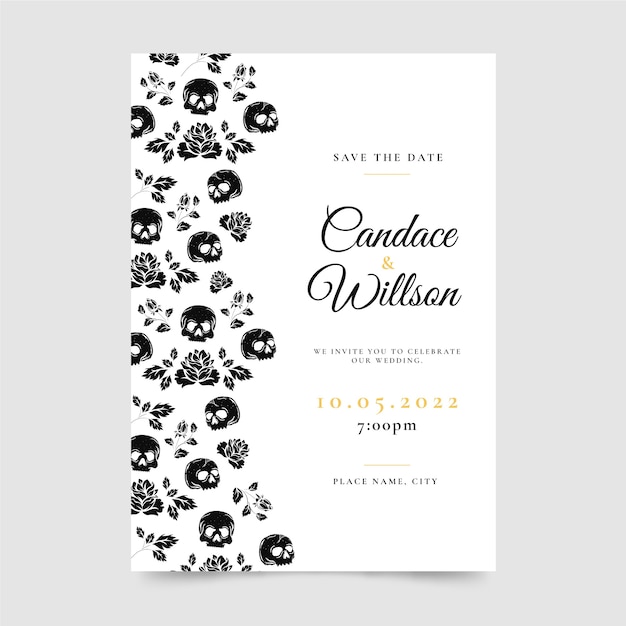 Hand drawn gothic wedding invitations