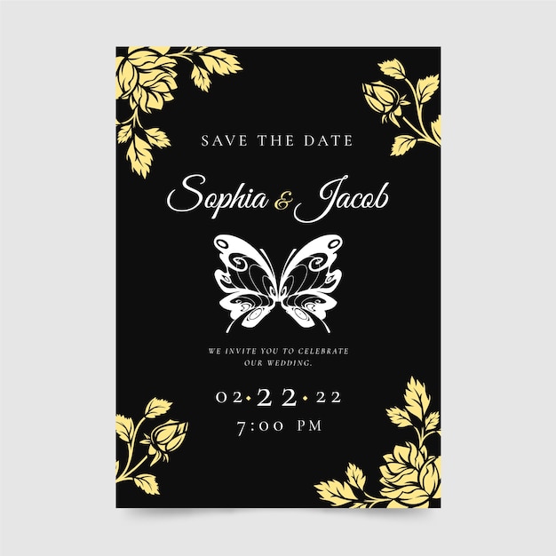 Hand drawn gothic wedding invitations