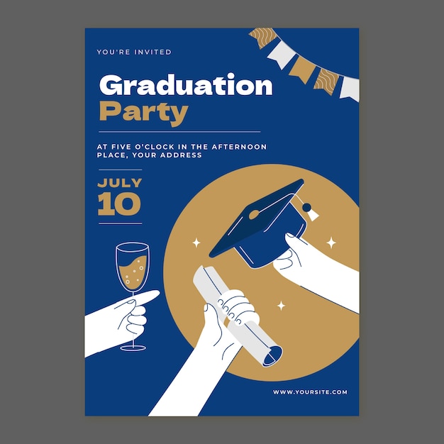 Free Vector hand drawn graduation invitation template