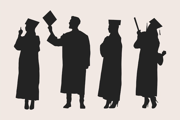 Free vector hand drawn graduation silhouette