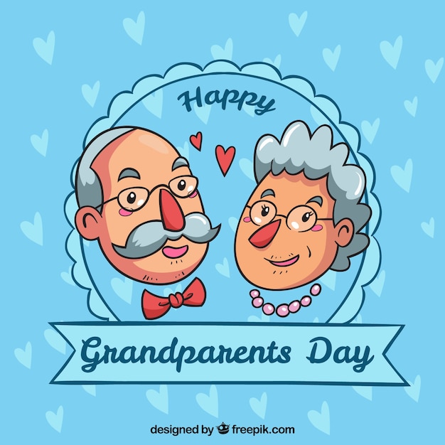 Free Vector hand drawn grandparents day badge background