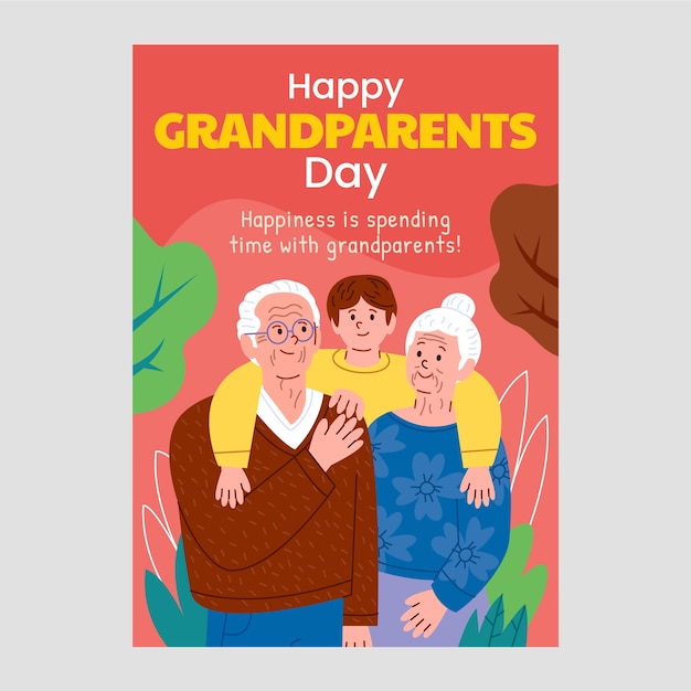 Free Vector hand drawn grandparents day greeting card template