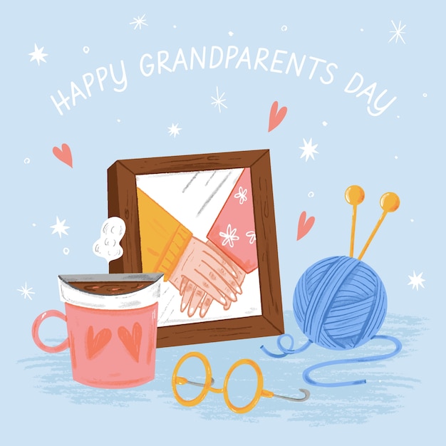 Free Vector hand drawn grandparents day illustration