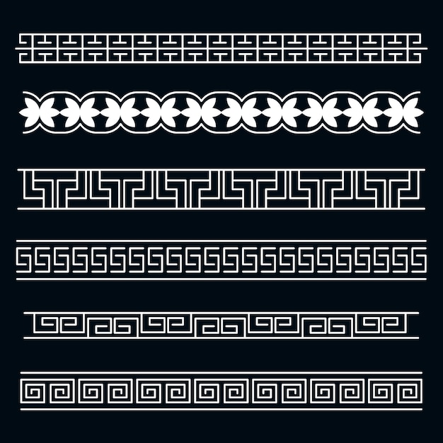 Hand drawn greek border set