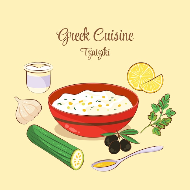 Hand drawn greek cuisine illustration