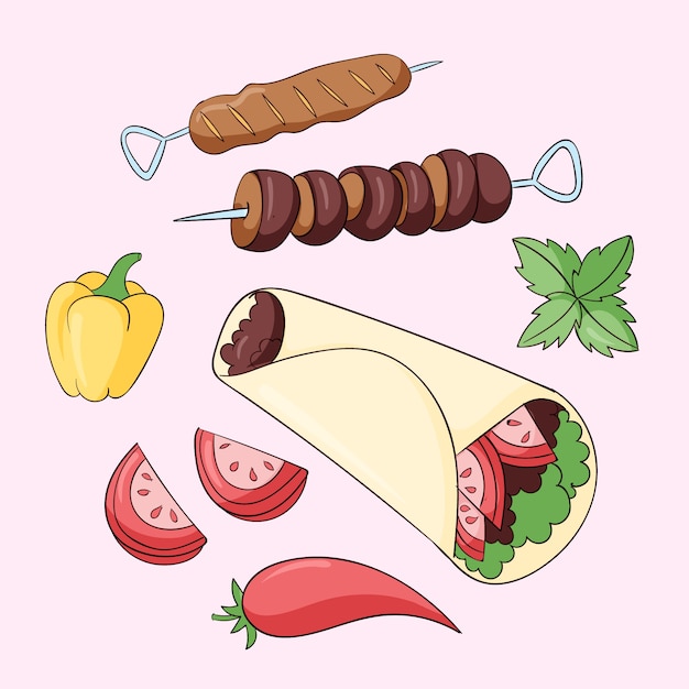 Free Vector hand drawn greek cuisine illustration