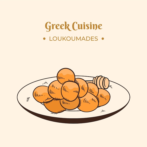 Hand drawn greek cuisine illustration