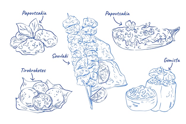 Free Vector hand drawn greek cuisine