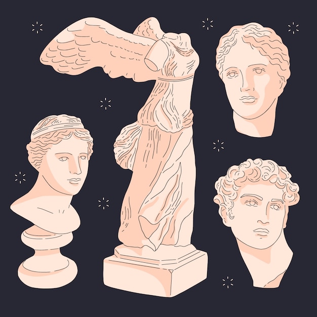 Hand drawn greek mythology character collection