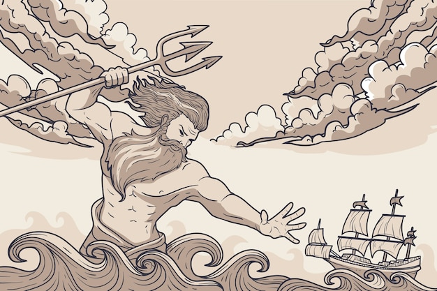 Hand drawn greek mythology illustration