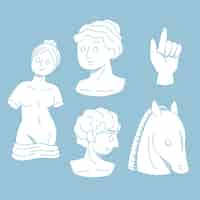 Free vector hand drawn greek statue collection