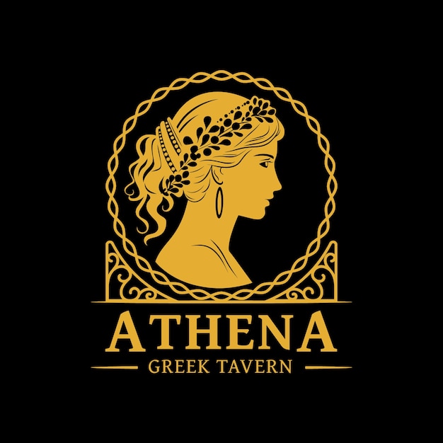 Hand drawn greek tavern logo template