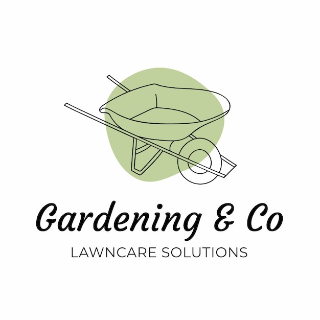 Hand drawn green lawn care logo template