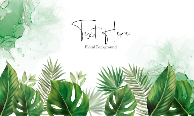 Hand drawn green leaves background design