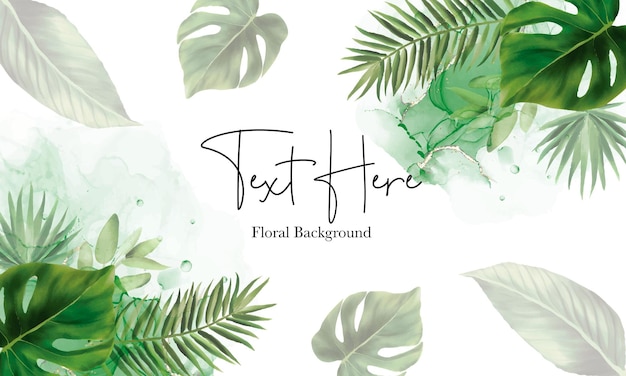 Hand drawn green leaves background design