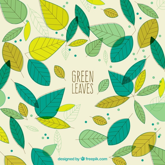 Free Vector hand drawn green leaves background