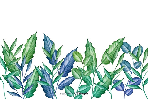 Hand drawn green leaves line