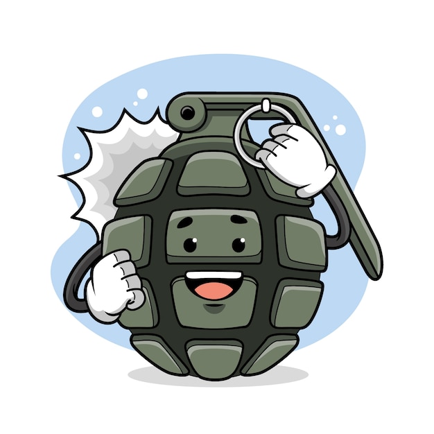 Hand drawn grenade cartoon illustration