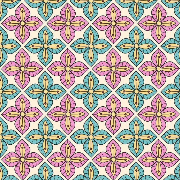 Hand drawn groovy floral pattern