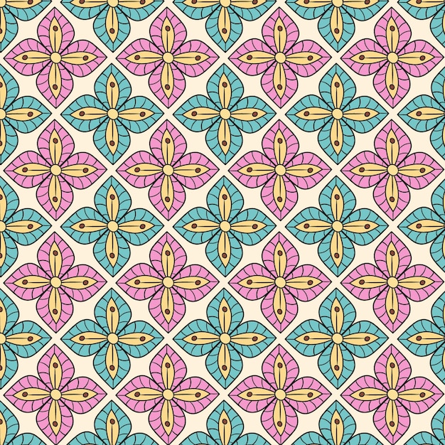 Hand drawn groovy floral pattern