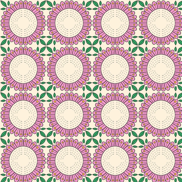 Free Vector hand drawn groovy floral pattern