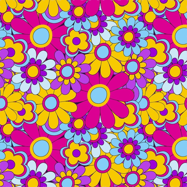 Free vector hand drawn groovy floral pattern