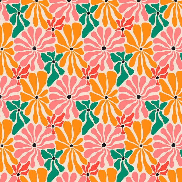 Free Vector hand drawn groovy flower pattern