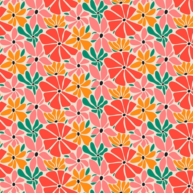 Free Vector hand drawn groovy flower pattern