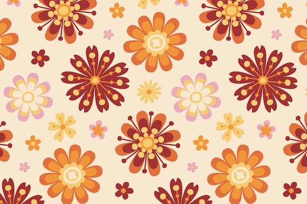 Free Vector hand drawn groovy flower pattern