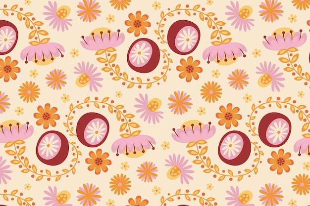 Hand drawn groovy flower pattern