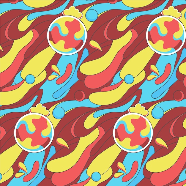 Free vector hand drawn groovy psychedelic pattern design