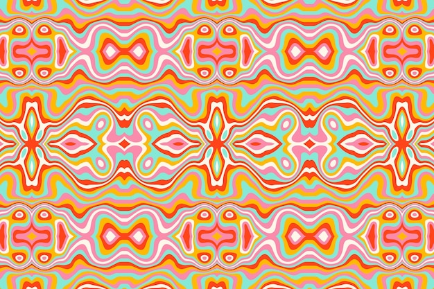 Hand drawn groovy psychedelic pattern design