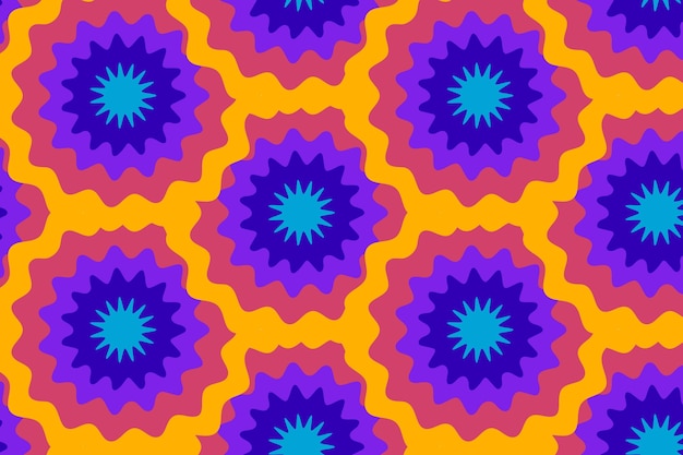 Hand drawn groovy psychedelic style pattern