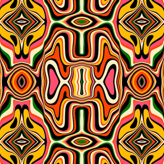 Hand drawn groovy style pattern